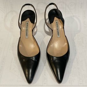 Manolo Blahnik Classic Slingback Pointed Toe Pumps - Size 37.5